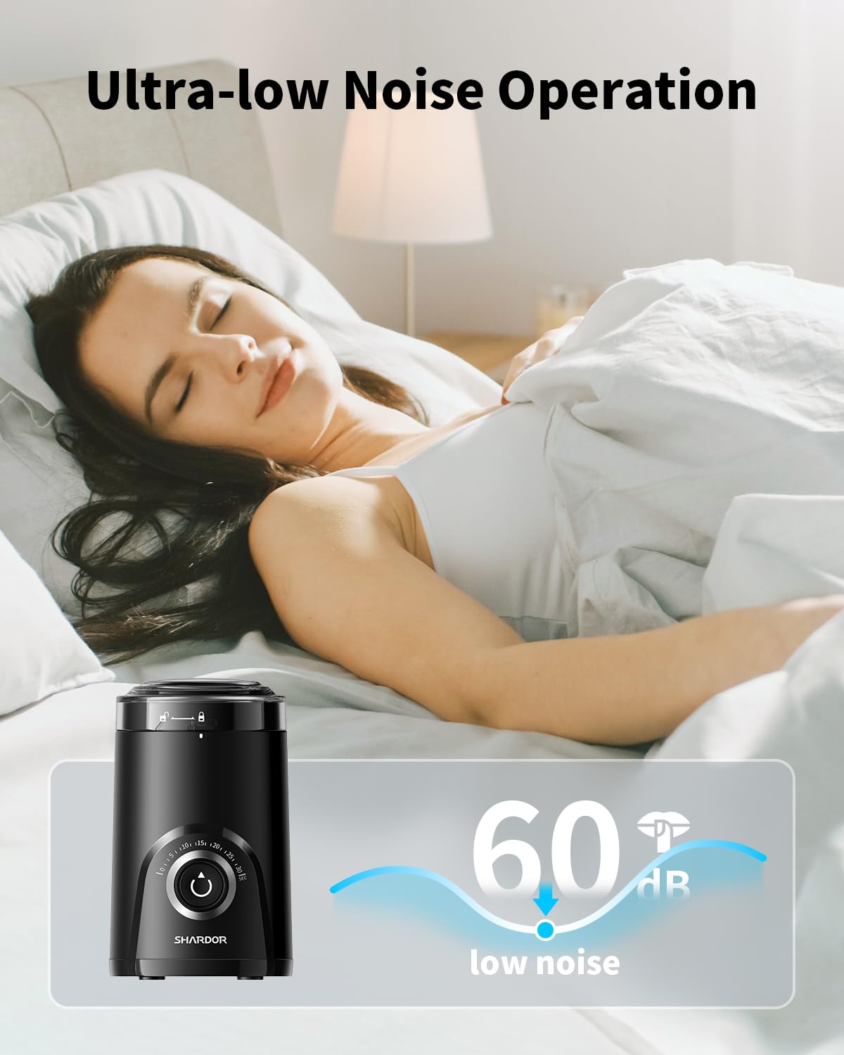 SHARDOR Electric Coffee Grinder, 70g Large Capacity Spice Grinder with Visual Timing Knob for Precise Grind, Quiet Coffe