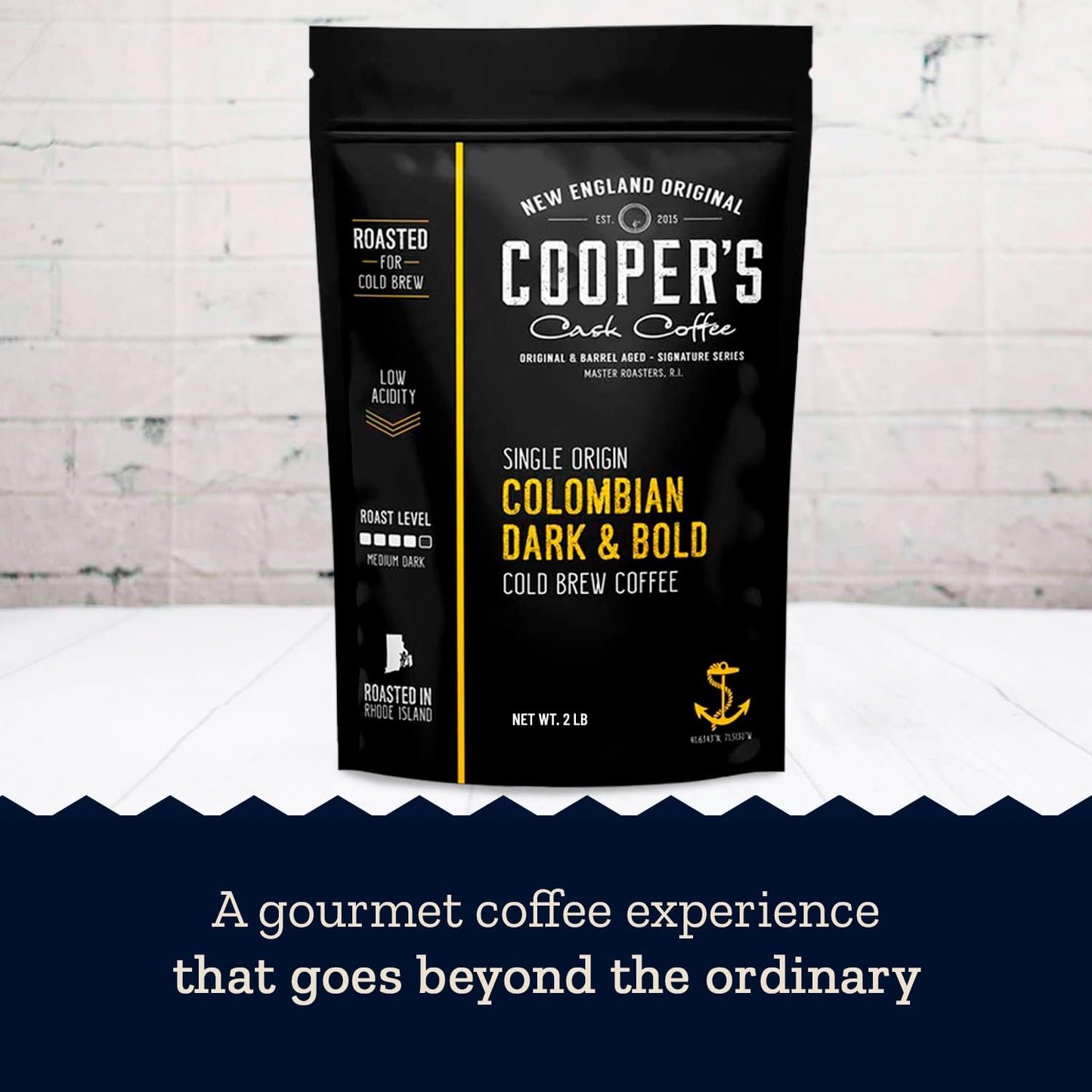 Cold Brew Coffee Colombian Reserve Single Origin Coarsely Ground Coffee - 2 lb. Bag - Dark Roast