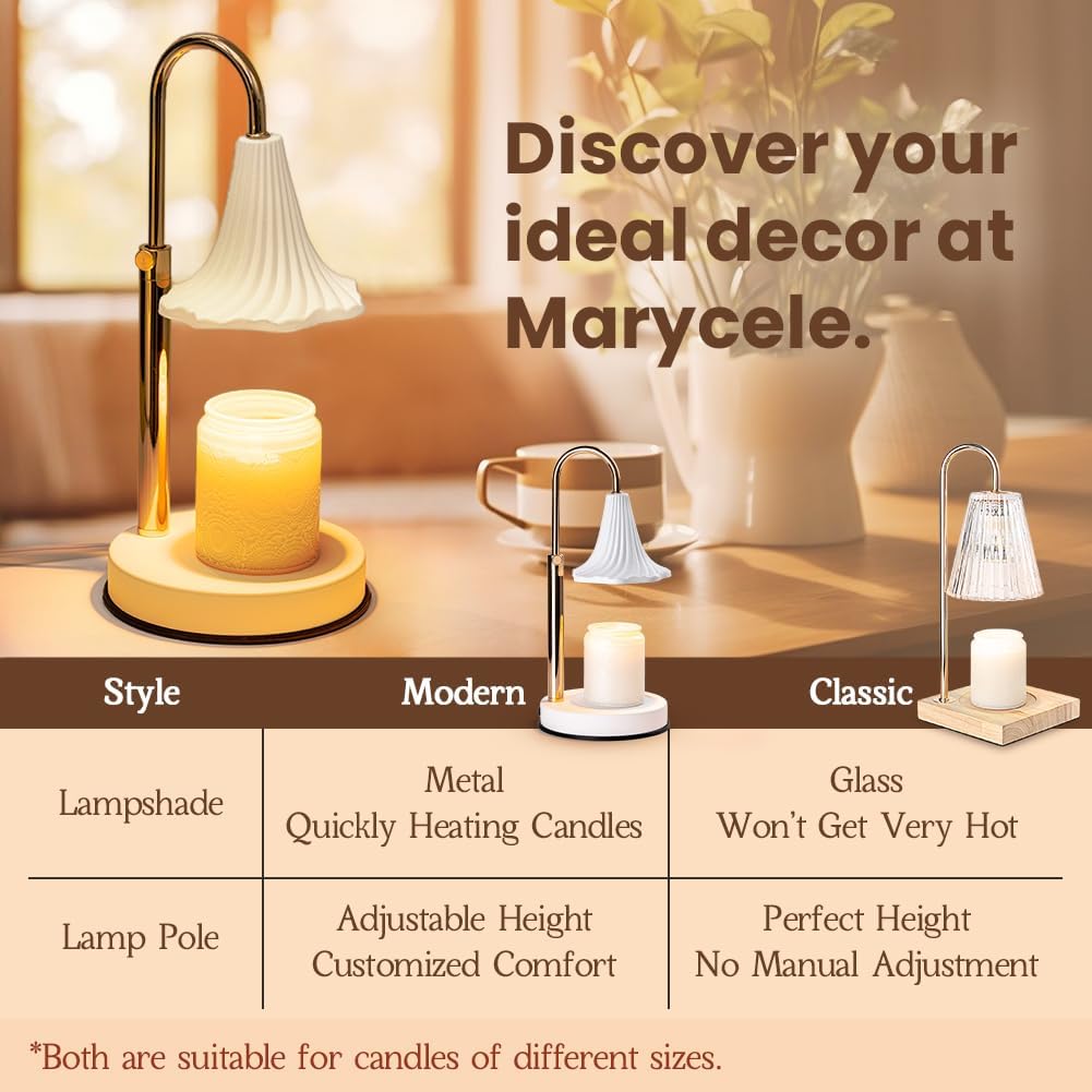 Marycele Candle Warmer Lamp with Timer, Dimmable Flower Wax Melter for Home