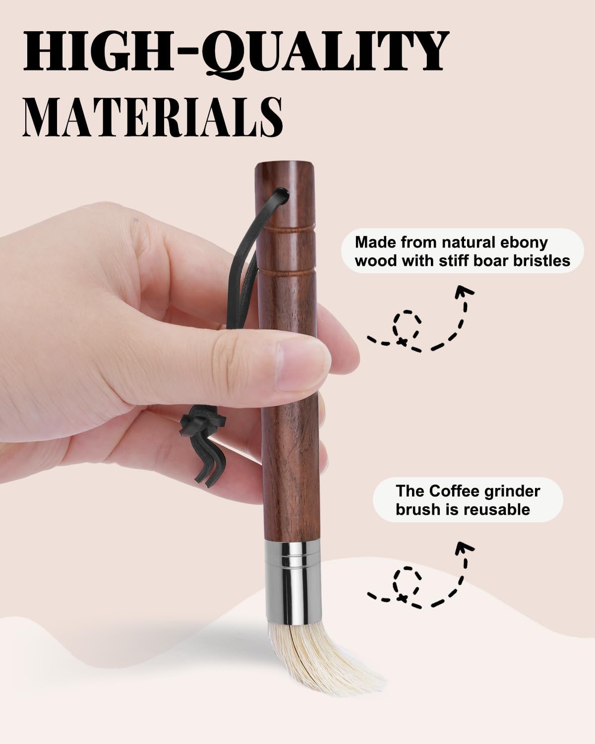 3 Pcs Portafilter Espresso Kit – Ebony Bristle Coffee Brush, Coffee Grinder Brush & Air Blower – Espresso Tool Kit for Machine, Grinder, Countertop