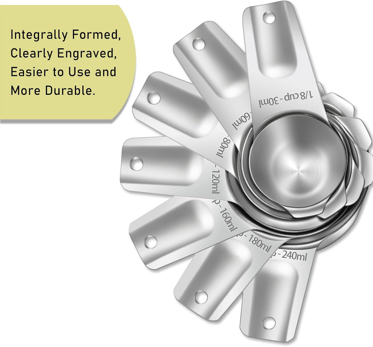2PCS 1/3CUP (80ML, 2.6OZ) Measuring Cup, 18/8(304) Stainless Steel | Precise, Food-Grade, ‌Rust-Free, Sturdy &amp; Durable, Dishwasher-Safe