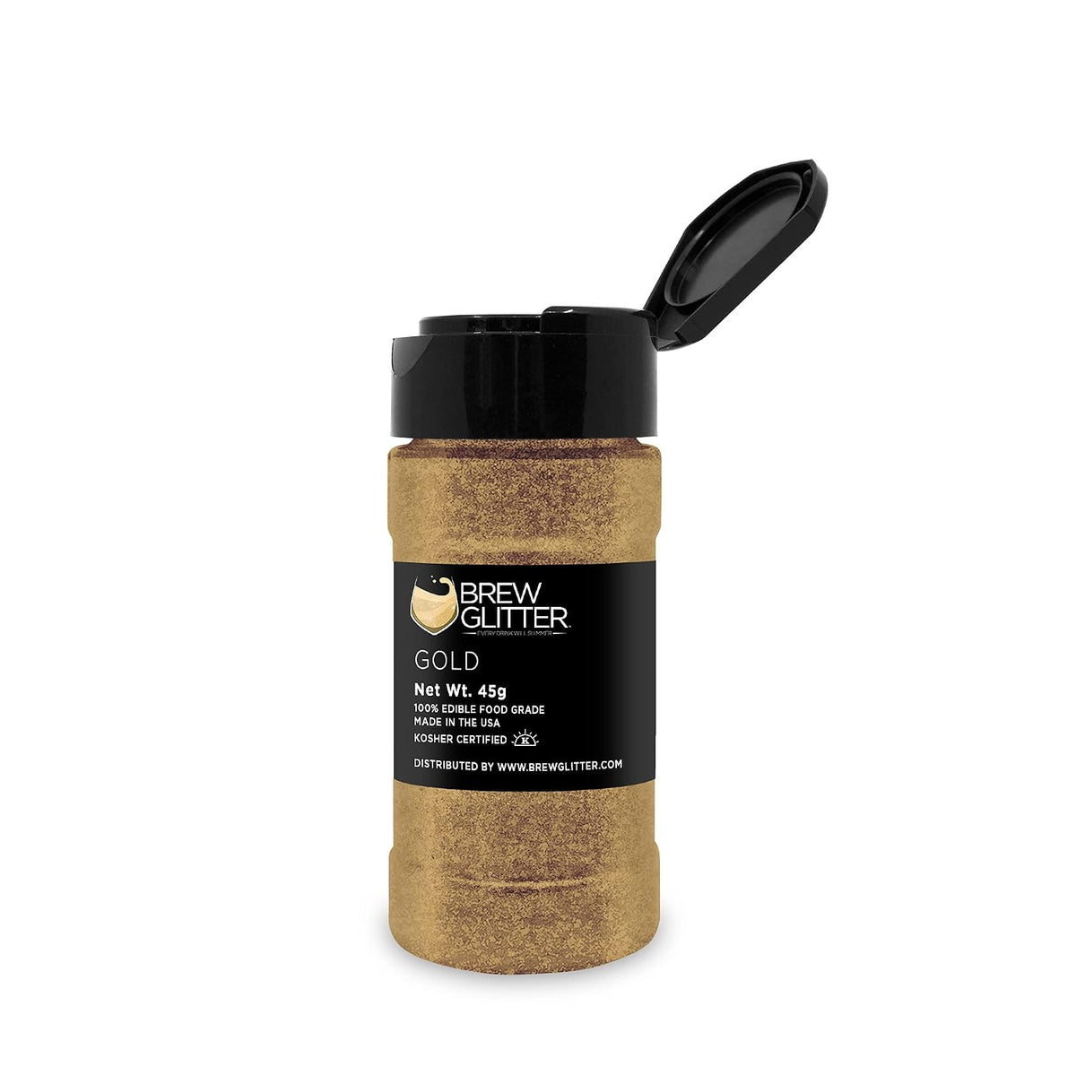 Gold BREW GLITTER Edible Glitter For Drinks, Cocktails, Beer, Garnish Glitter &amp; Beverages | KOSHER &amp; HALAL Certified | 100% Edible &amp; Food Grade | Vegan, Gluten, Nut Free (45g Shaker, Gold)