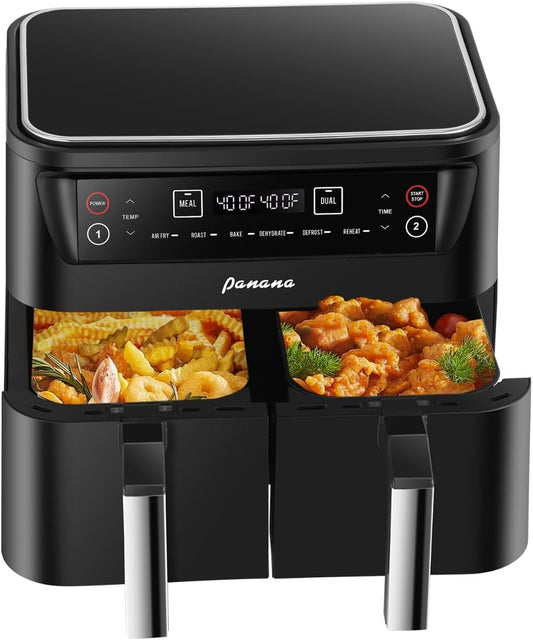 Air Fryer XL 8.5QT, Dual Zone 6 in 1 Air Fryer for Roast, Bake, Dehydrator, Defrost, Reheat for Quick Meals, Airfryers for Family Use