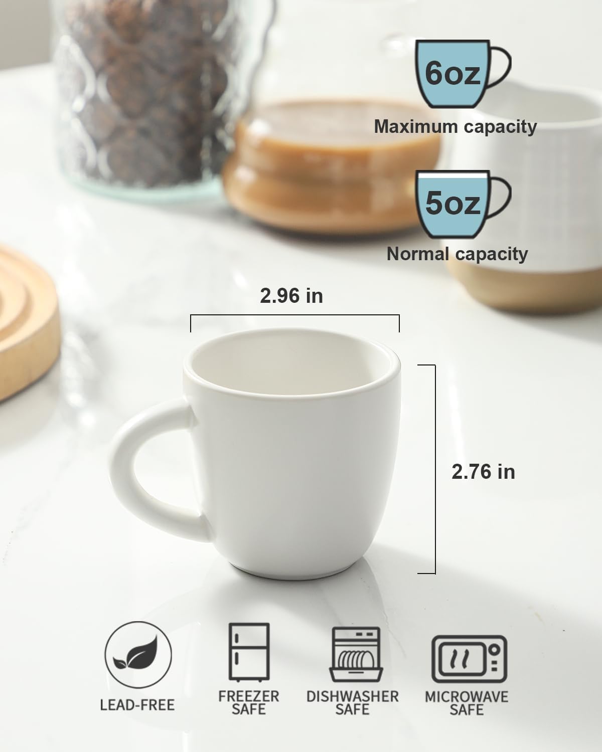 Hasense Ceramic Espresso Cups, 5 Ounce Porcelain Demitasse Cups Set of 4, Coffee Cups Ideal for Latte, Americano, Cafe Mocha, Party Cafe Home and Kitchen, Microwave and Dishwasher safe, Colorful