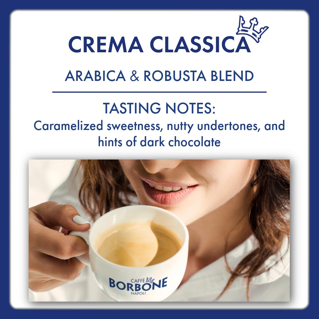 Caffè Borbone Crema Classica Whole Bean Coffee, Arabica and Robusta Blend, Medium Roast, 2.2 lb Bag (Pack of 2)