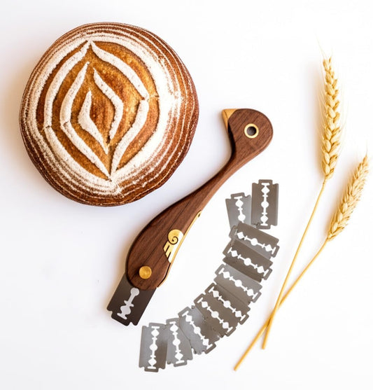 Bird Wooden Bread Lame, Handcrafted Dough Scoring Knife for Sourdough Slashing,Precision Scorer Tool with 10 Replacement