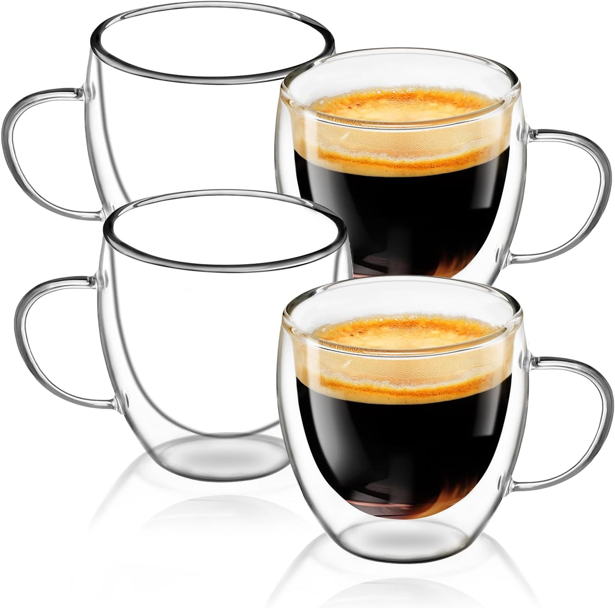 Espresso Cups Set of 4, 5oz Espresso Shot Glass Double Walled Coffee Cups