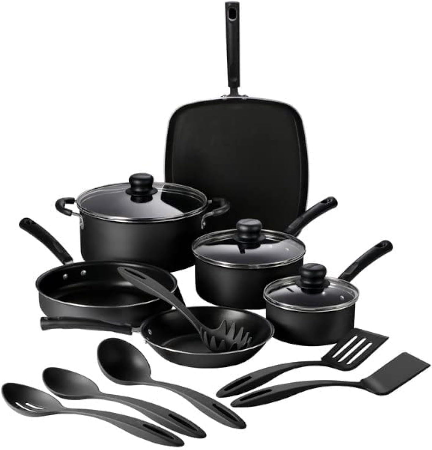 Tramontina Primaware 15-Piece Non Stick Pots and Pans Set, Storm | Aluminum Nonstick Cookware Kitchen Set with Cooking U