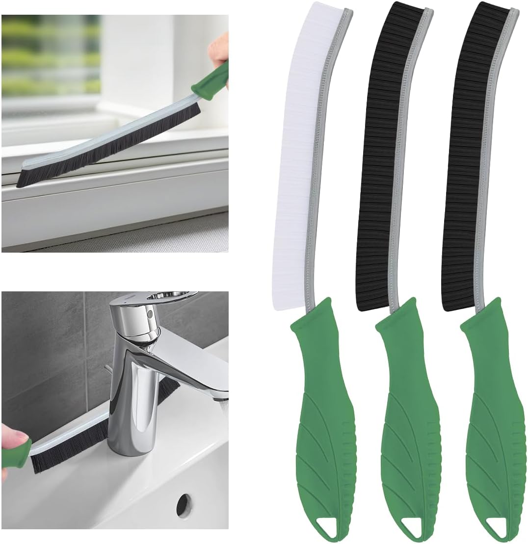 TQRR 3Pcs Hard Bristle Crevice Cleaning Brush-Thin Grout Scrub Brush