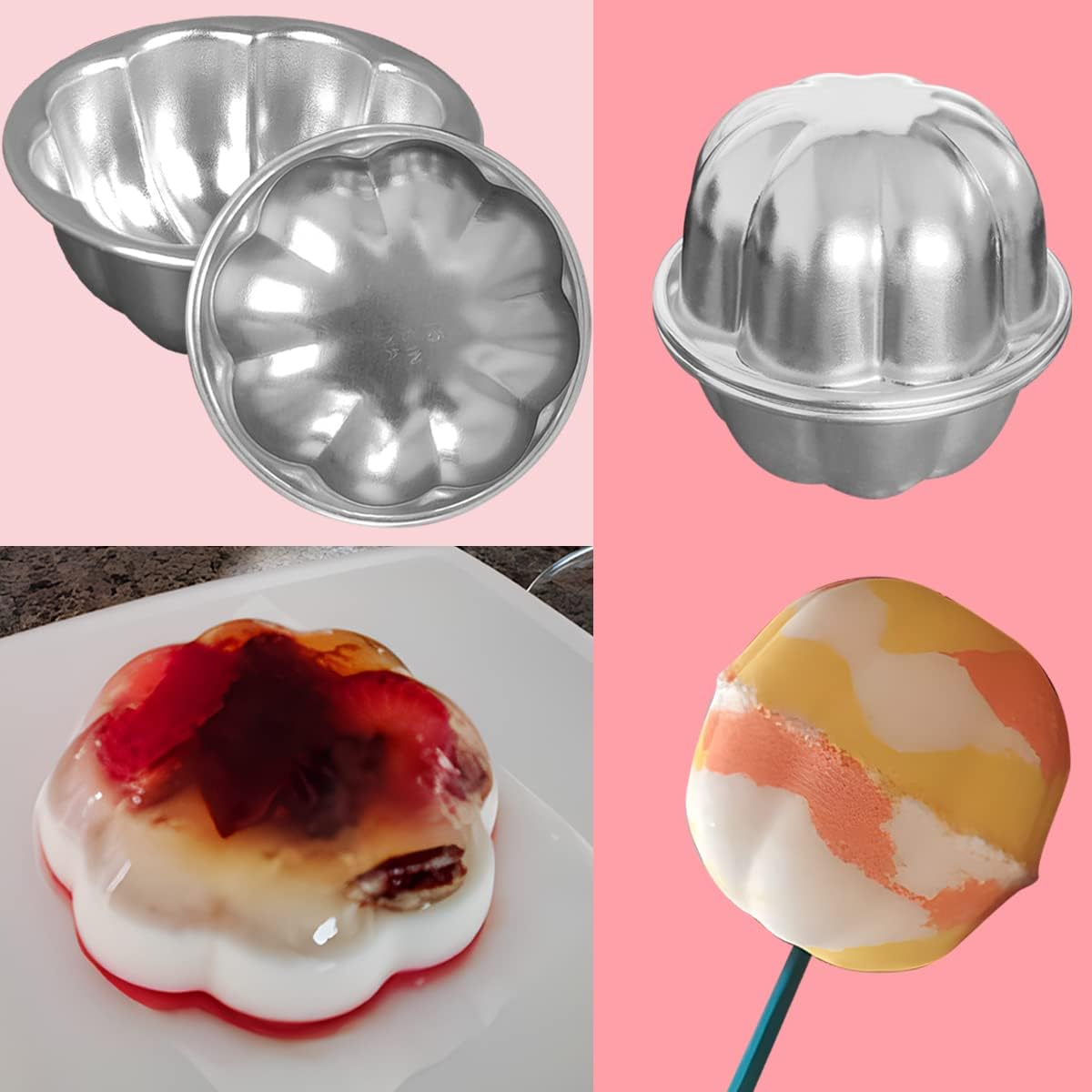 Molds Aluminum for Jello Small Cup Cake Nonstick Tartlets Baking Tool | Mini Pudding Pan Cup Cake Molds Cupcake Muffin Cups for Small Desserts 6 Pieces (3.5 x1.6inch)
