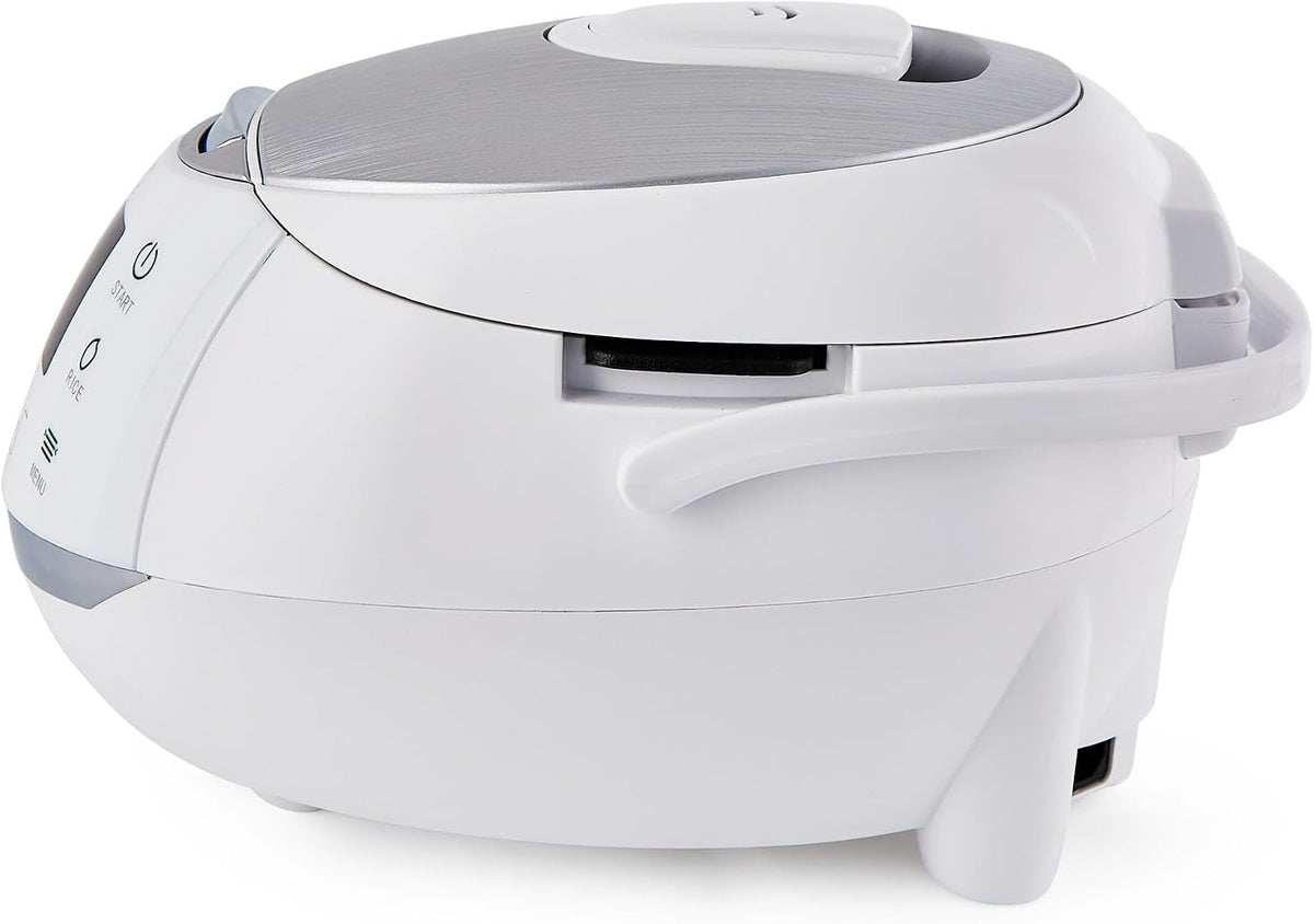 Yum Asia Sakura Rice Cooker with Ceramic Bowl and Advanced Fuzzy Logic (8 Cup, 1.5 Litre) 6 Rice Cook Functions, 6 Multicook Functions, Motouch LED Display, 120V Power (White and Siver)