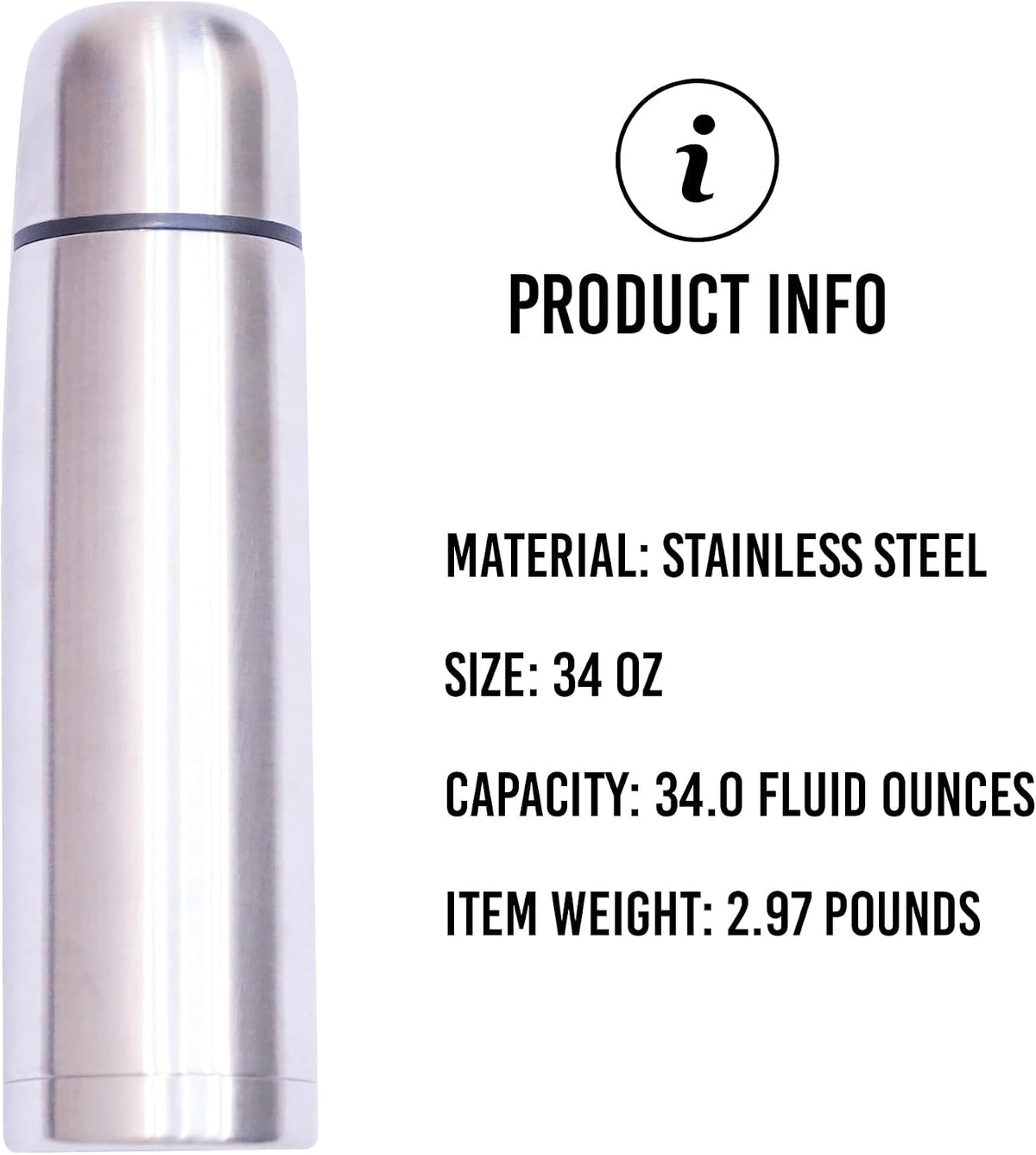 Best Stainless Steel Coffee Thermo, BPA Free, New Triple Wall Insulated, Hot &amp; Cold for Hours. (34 OZ/1000ML)