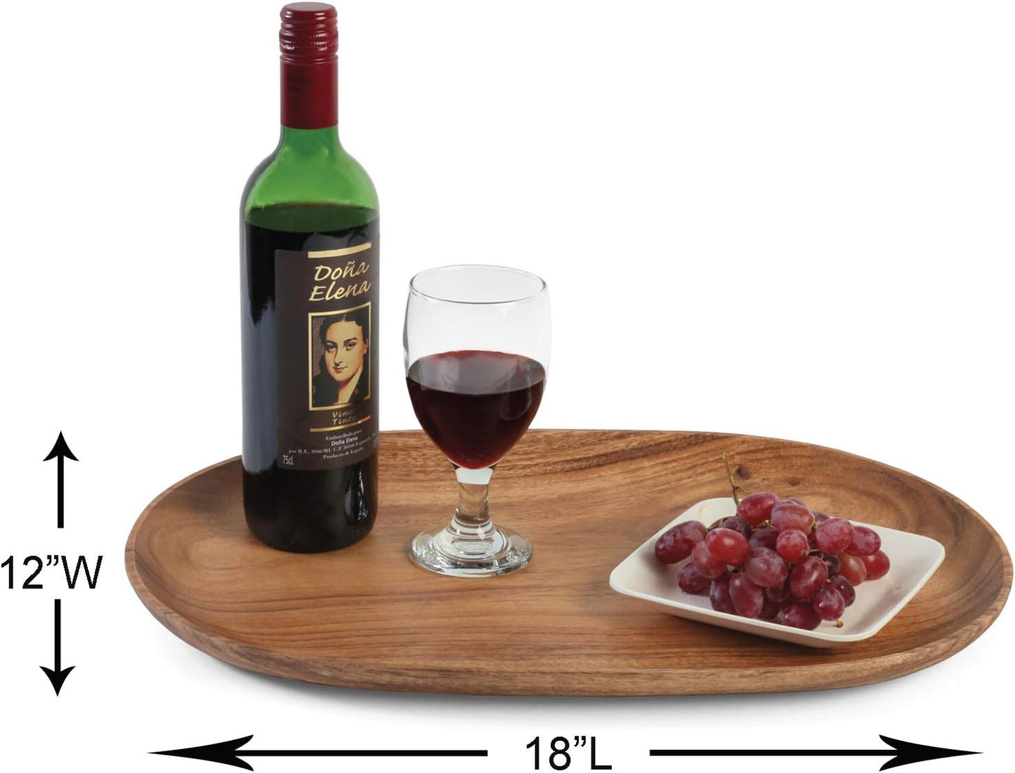 Woodard &amp; Charles Acacia Wood XL Oval Serving Tray, 12" x 18", 12 Pack | Serve Charcuterie, Cheese, Tapas, Sushi, Crudites, Appetizers, and More. For Home Entertaining, Parties, Events, and Catering