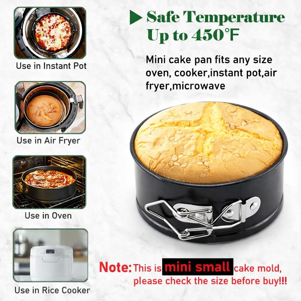 4 Pack Small Springform Cheesecakes Pan 4 Inch Mini 50Pcs Parchment Paper | Carbon Steel Cake Round Tins Leakproof Nonstick Removable Bottom Bakeware for Pie Pizzas and Quiches Baking Mold Set