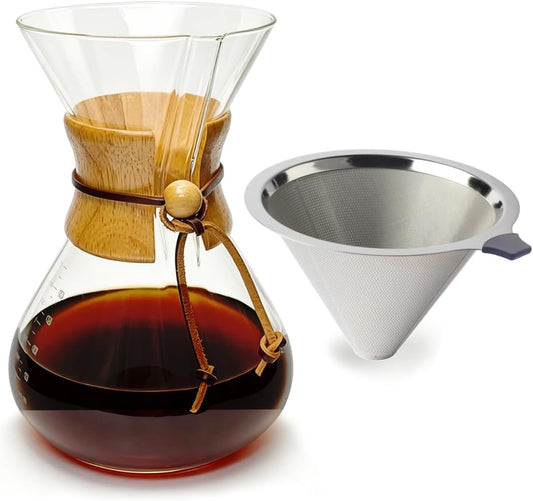 subjectthree Drip Coffee Pour Over Glass Coffee Maker Kit 8 Cup (28 Ounce)