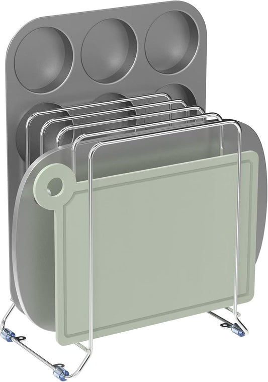 AKAZA 2 Pack-X-Large Kitchen Cabinet Organizer - Storage Tray Organizer Rack for Kitchen Cabinet - Divided Holder with 5