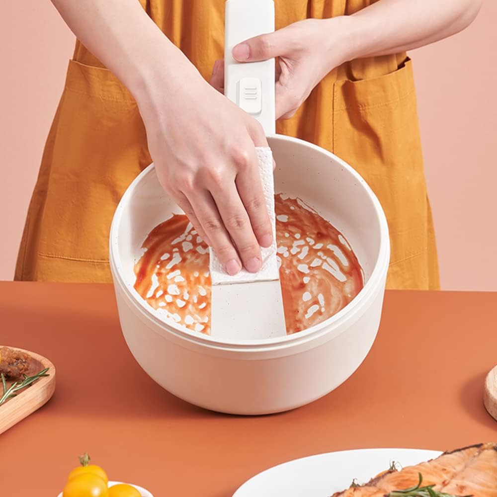 Drizzle Electric Hot Pot Cooker 1.7L Mini Skillet NonStick Coating Stir Fry Food Maker 110V Portable Cookerware Dorm Cooking With Steamer for Personal Ramen Boiling Steak Egg Oatmeal Soup Shabu