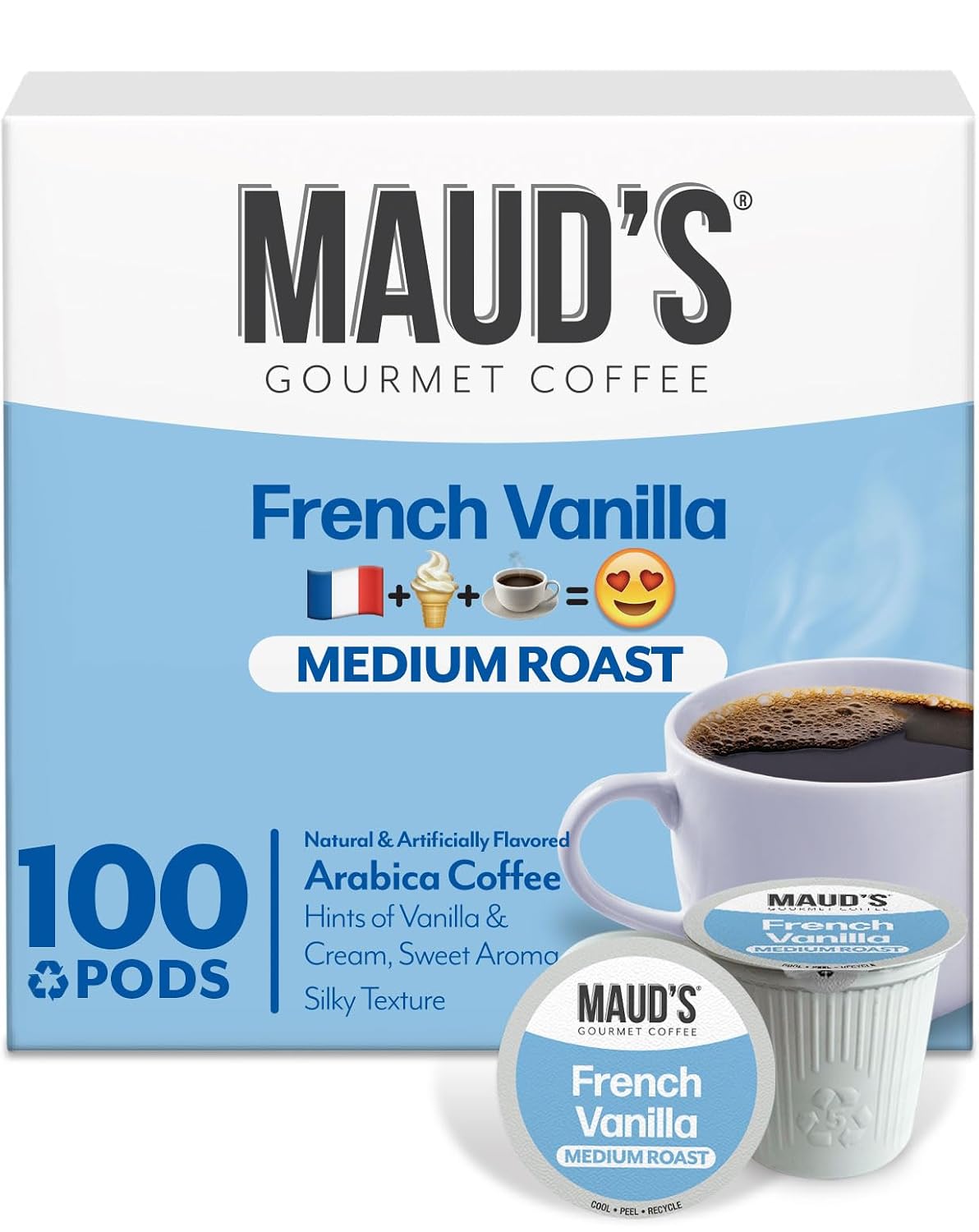 Maud's French Vanilla Medium Roast Coffee Pods, 100ct