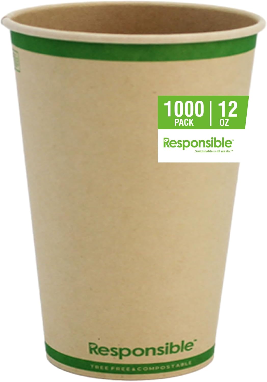 12 oz Paper Hot Cups, Tree-Less™ Compostable Paper Coffee Cups, Extra Strength, Tree-Free and Made W