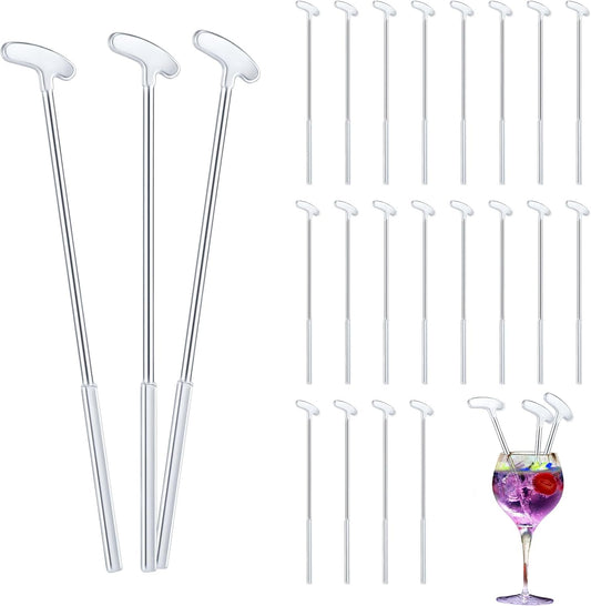 30 Pcs Golf Theme Cocktail Stirrers Stir Sticks, 6 Inch,Silver | Golf Club Drink Stirrers, Reusable Plastic Swizzle Sticks, Golf Theme Party Decors Favors, Coffee Mixers Bar Accessories