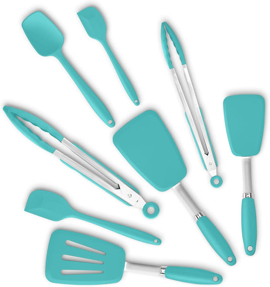 Silicone Spatulas Set Turners Tongs Cooking Utensils Set High Heat Resistant Kitchen Scraper Spatulas for Cooking Mixing