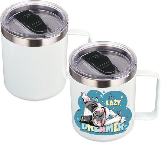 Volhoply 14oz sublimation Insulated Stainless Steel Coffee Mug with Lid Bulk 2 Pack,Double Wall Vacuum Travel Coffee Cup