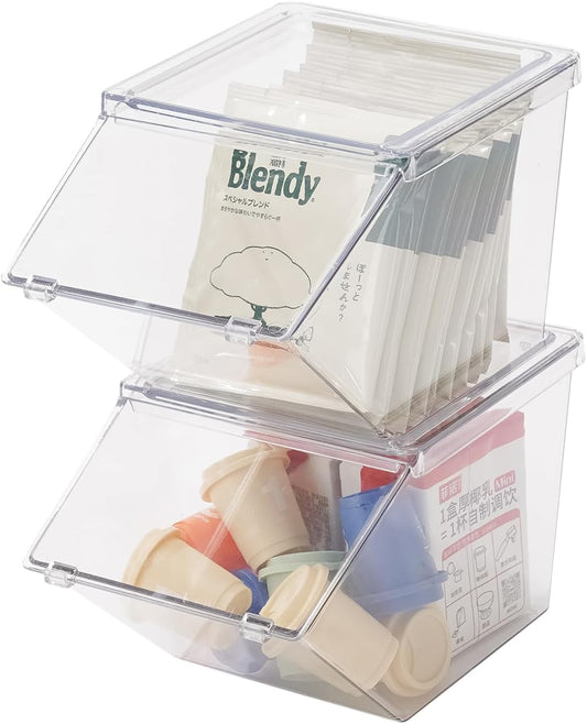 Stackable Tea-Bag Holder Organizer - Box Storage Organizer, Clear Coffee and Tea Organizer for Counter Tops, Kitchen