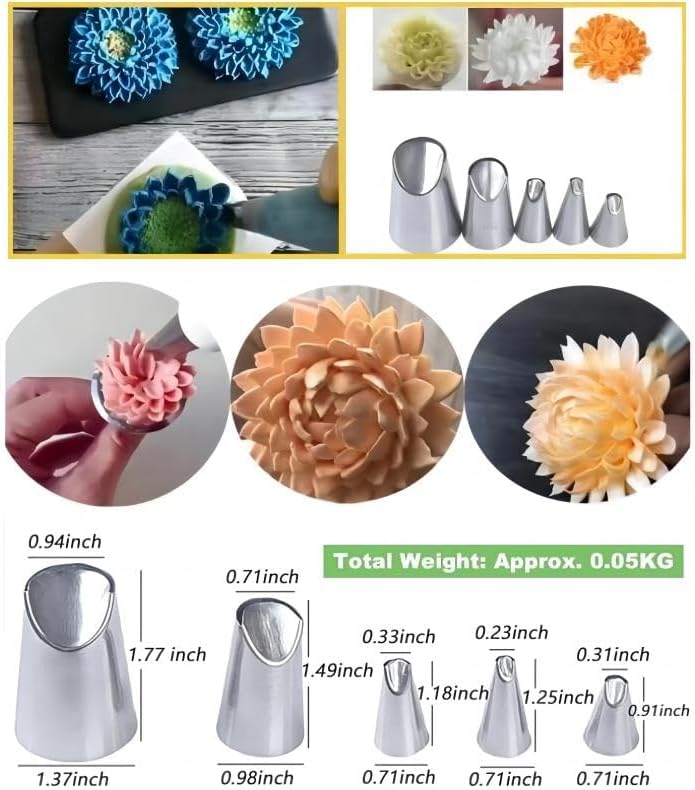 6 pcs Flower Piping Tips Rose Petal Pastry Tips