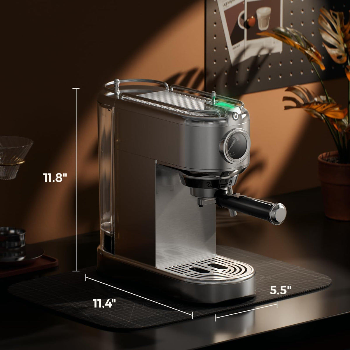 Espresso Machine - 20 Bar Espresso Maker with Milk Frother Steam Wand, Coffee Maker for Latte &amp; Cappuccino, 1450W Semi-Automatic Coffee Machine with 34oz Removable Water Tank, Compact Kitchen