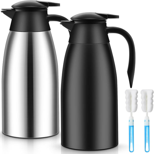 Norme 2 Pcs Thermal Coffee Carafe Insulated Stainless Steel Coffee Carafe for Hot Liquid Vacuum Thermal Pot Creamer Pitcher