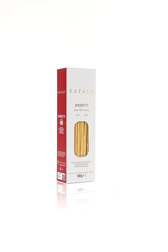 Eataly Italian Spaghetti Pasta Noodles - 500g (17 oz.) Box -Authentic Durum Semolina Wheat - Made in Italy- Dried Pasta for Gourmet Dining, 1 Pack