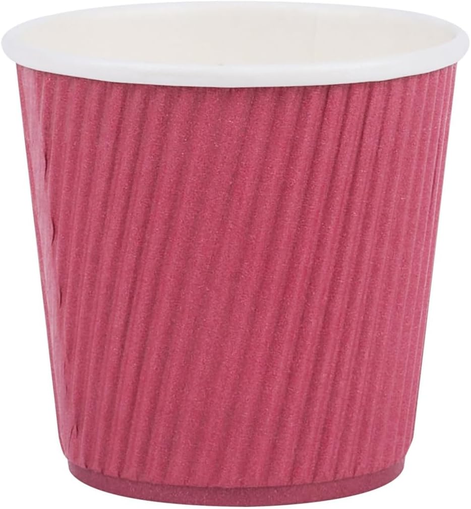 Restaurantware Ripple Wall Coffee Cups 500 Count 4 Ounce Insulated Crimson Paper Cups, Rolled Rim Spill-Resistant Disposable Paper Non-Slip for Coffee, Beverages