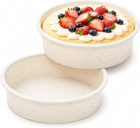 Vinino 6 Inch Round Cake Pans, 2 Pack Silicone Mold with Metal Frame