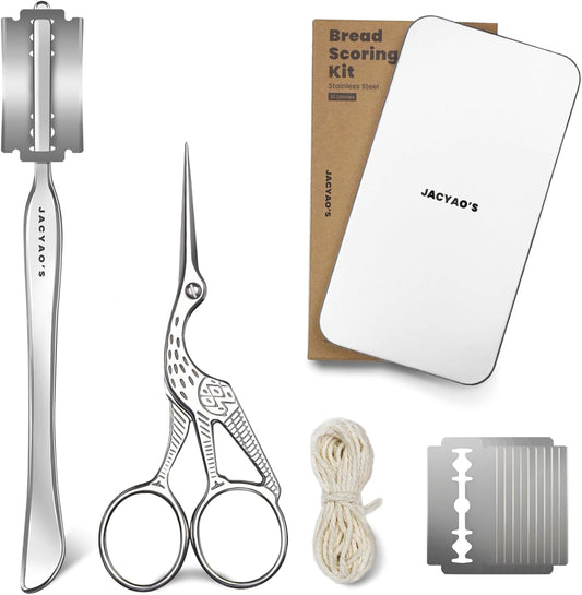 JACYAO'S Bread Scoring Tool Kit, Bread Lame and Dough Scissors Made From Food Grade Stainless Steel, Sourdough Scoring Tool