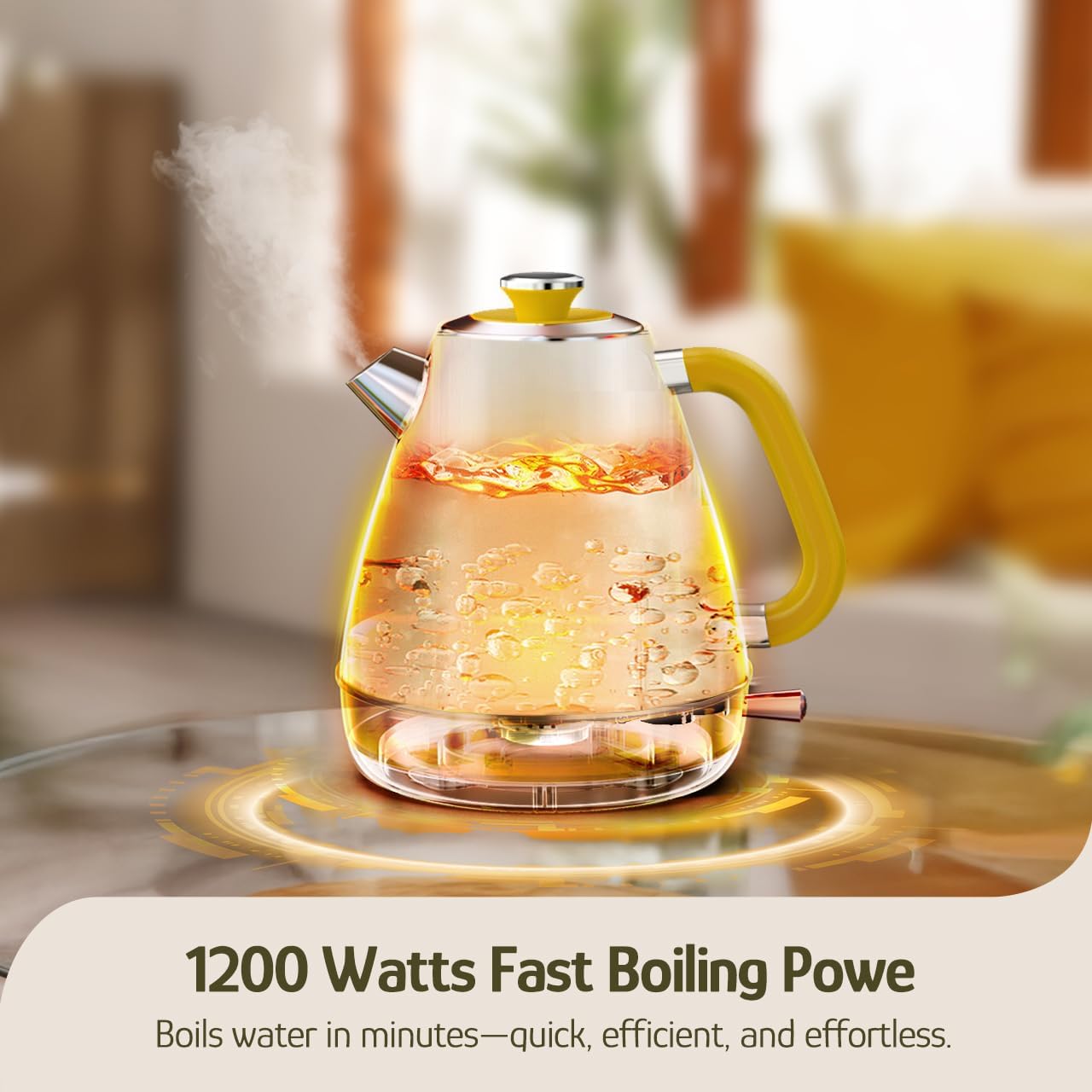 Hazel Quinn X Eduardo Recife Retro Electric Kettle with Thermometer, Floral | 1200W Fast Water Boiling, 1.7L/57oz, All 304 Stainless Steel Interior, BPA-Free, Auto Shut-Off, Cordless Retro Teapot, Home