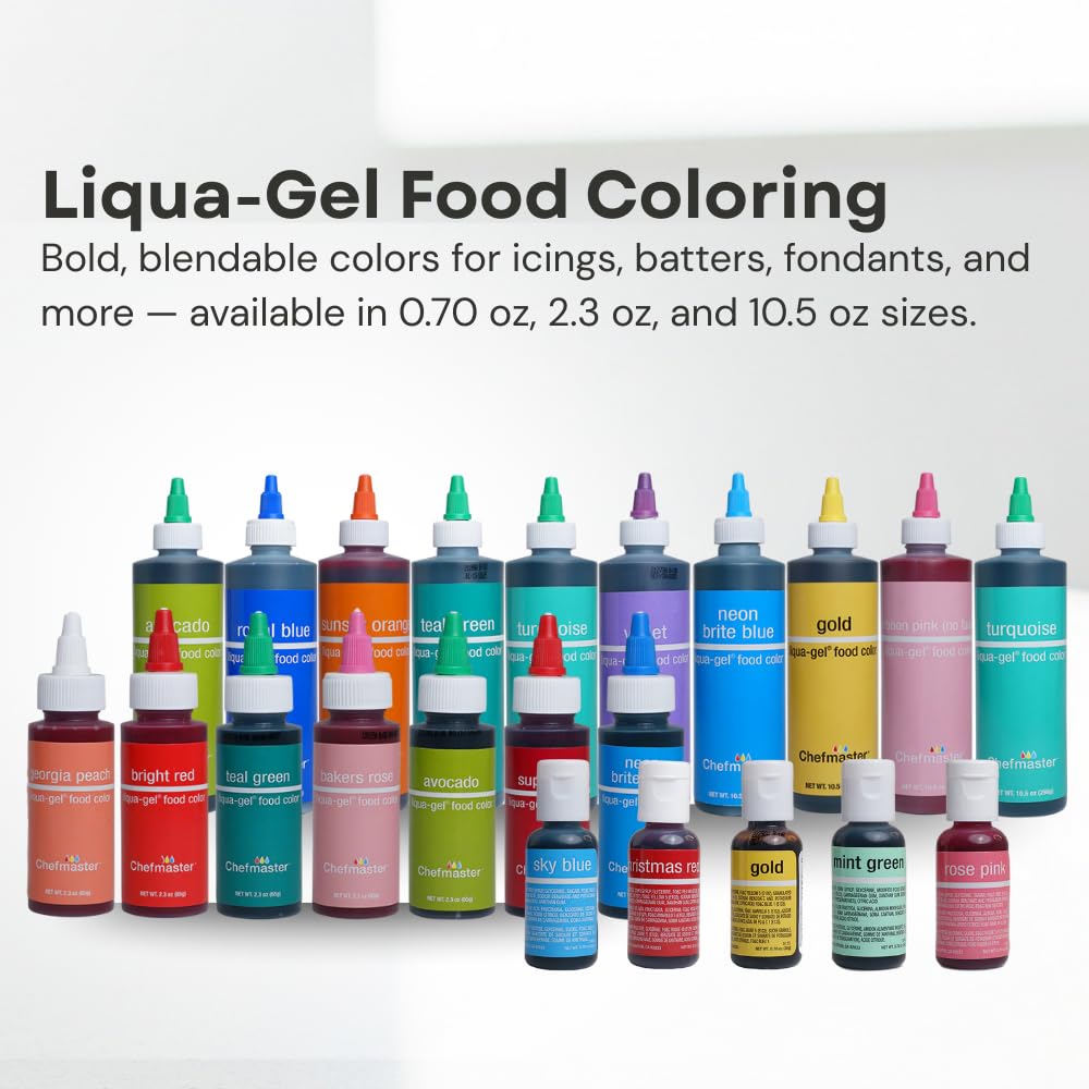 Chefmaster Royal Blue Liqua-Gel® Food Coloring | Vibrant Color | Professional-Grade Dye for Icing, Frosting, Fondant | Baking &amp; Decorating | Fade-Resistant | Easy-to-Use | Made in USA | 2.3 oz