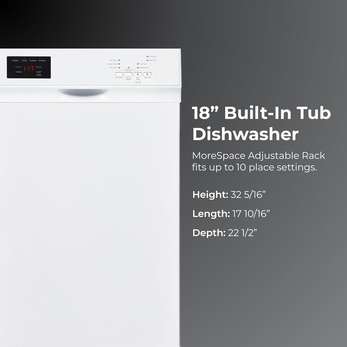 Kenmore 18" Compact Built-In Dishwasher - White