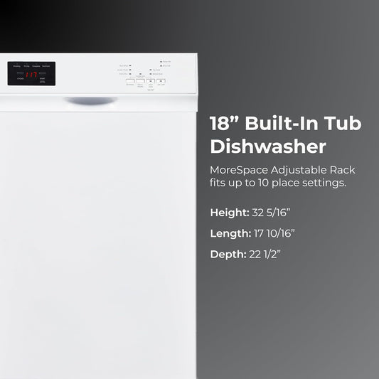 Kenmore 18" Compact Built-In Dishwasher - White