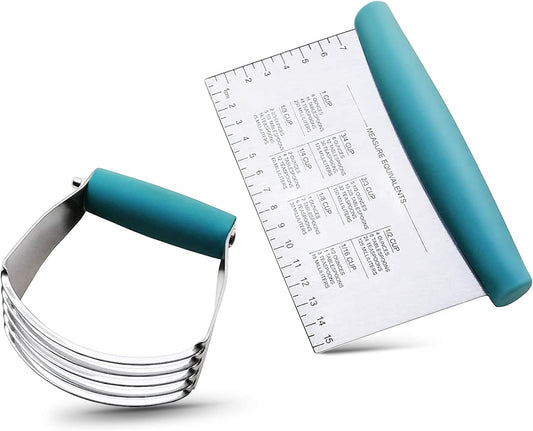 ALLTOP Pastry Blender & Bench Scraper - Premium Kitchen Baking Essential Gadget Set for Cake and Bread Making - Stainless