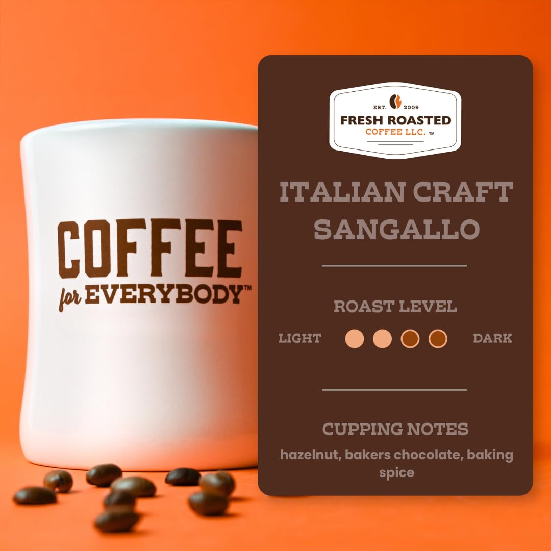 Fresh Roasted Coffee, Sangallo Italian Craft Artisan Blend K-Cup Pods for Keurig Brewers, Dark Roast, Kosher, 24 Count (Pack of 1)