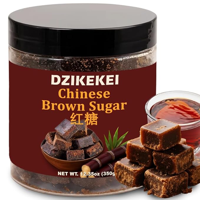 12.35oz Chinese Brown Sugar Cubes - 100% Pure Natural Cane Sugar, Traditional Handcrafted Brown Sugar, Natural Sweetener for Tea, Coffee, Desserts, Cooking & Baking