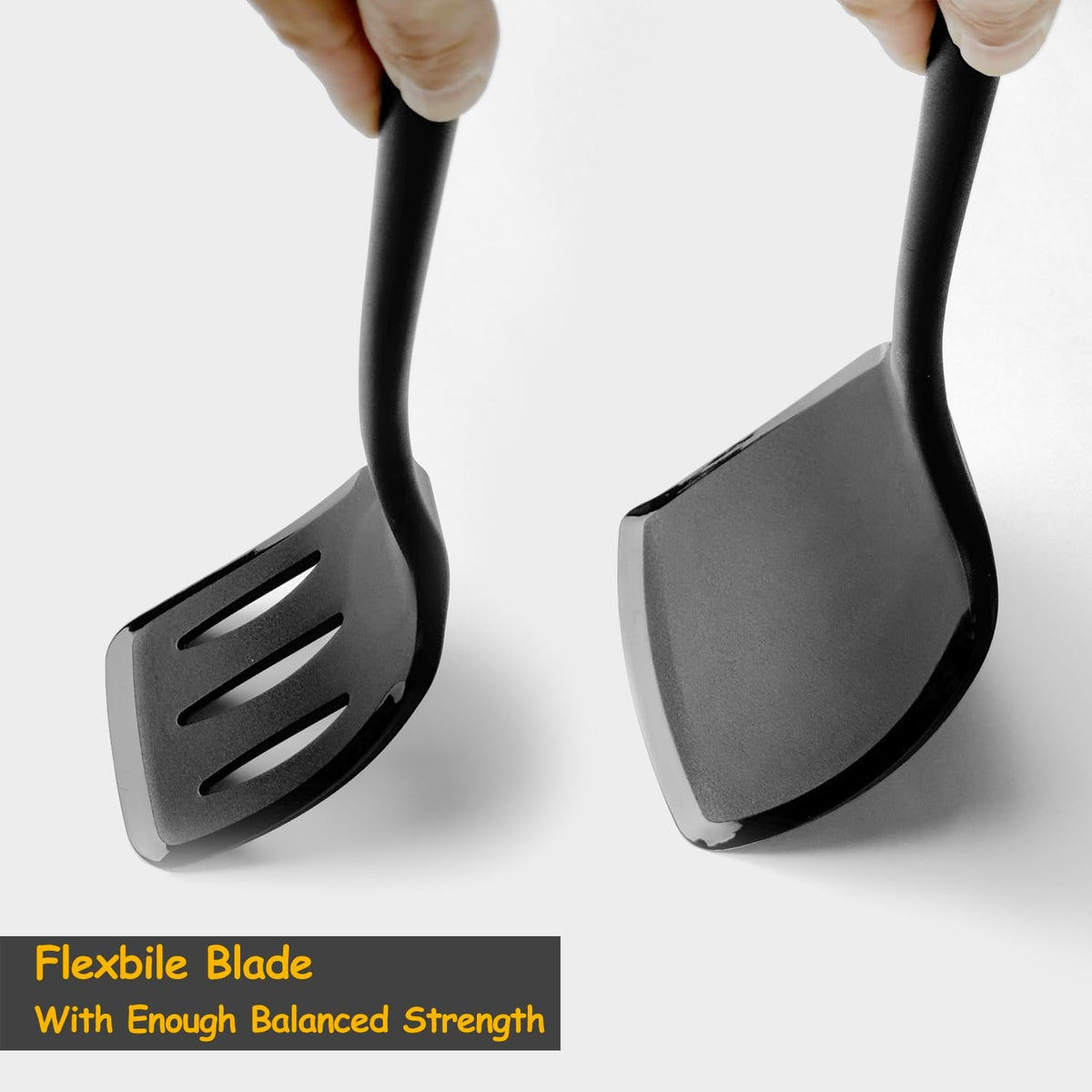 Silicone Spatula Set, 600°F Heat Resistant Silicone Spatula Turner Flipper for Cooking, Non Stick and Non Scratch Kitchen Utensils for Eggs &amp; Pancakes, 4 Pack, Black