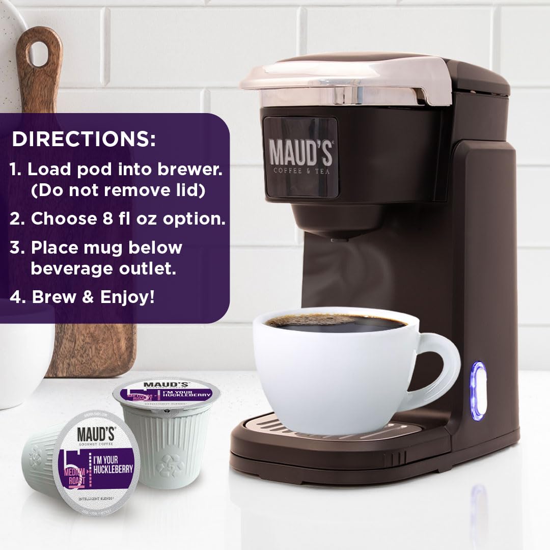 Maud's Huckleberry Flavored Medium Roast Coffee Pods, 18ct