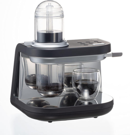 Tiger Siphonysta Siphon Coffee Maker | Single Serve Coffee Machine with Automatic Siphon Brewing | 9 Flavor Settings | Vacuum Brew Technology | Made in Japan | 10 oz | Black