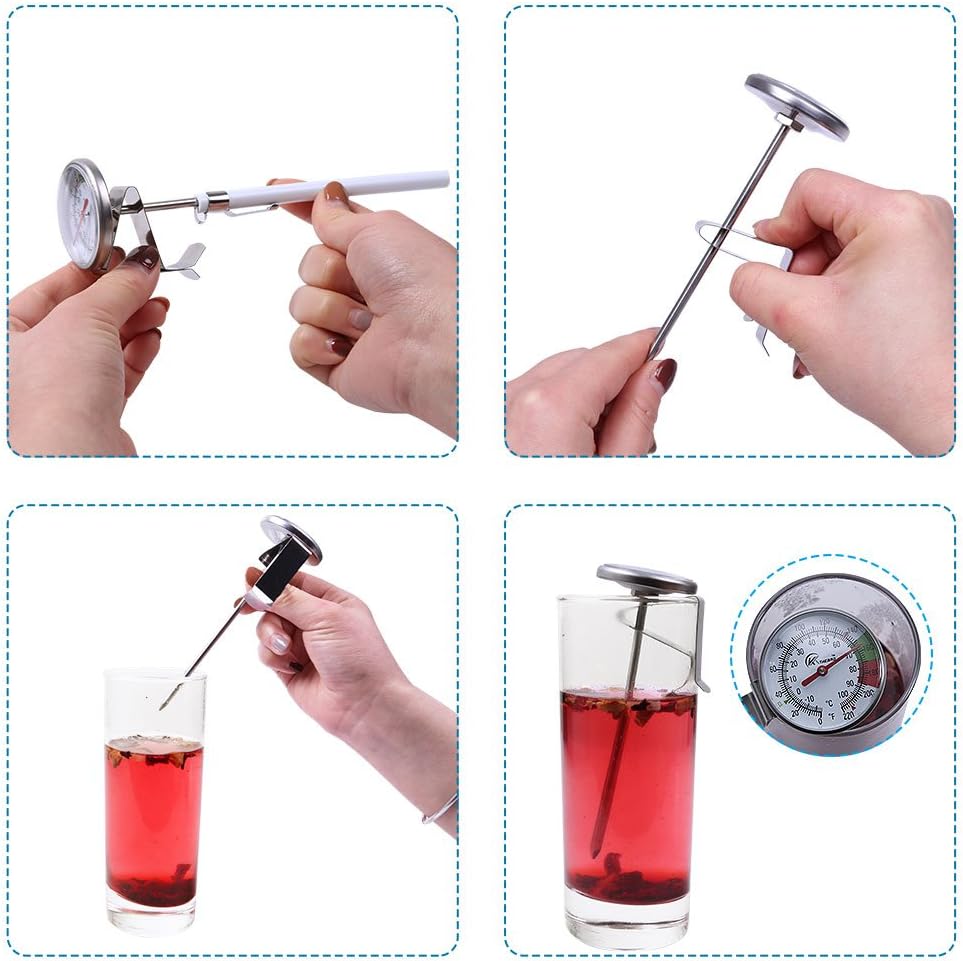KT THERMO Instand Read 2-Inch Dial Thermometer(2 Pack),Best for The Coffee Drinks,Chocolate Milk Foam