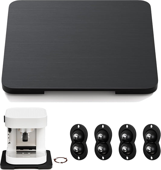 GuanQiao 360° Rotation Appliance Slider for Coffee Maker & Heavy Kitchen Appliance, Bamboo Rolling Tray for kitchen Counter,