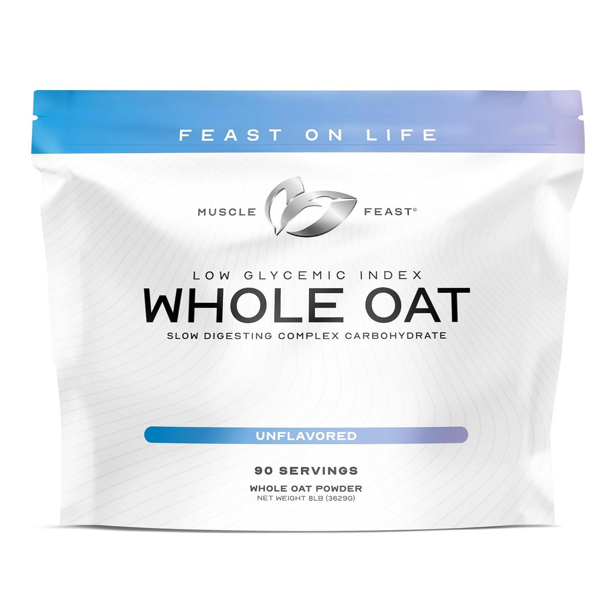 Muscle Feast Whole Oat Powder All Natural &amp; Complex Carb Oat Fiber | Unflavored (8lb) - Non-GMO, Vegan Powdered Oats Slow Digesting Carbohydrate Powder - Supports Steady Energy