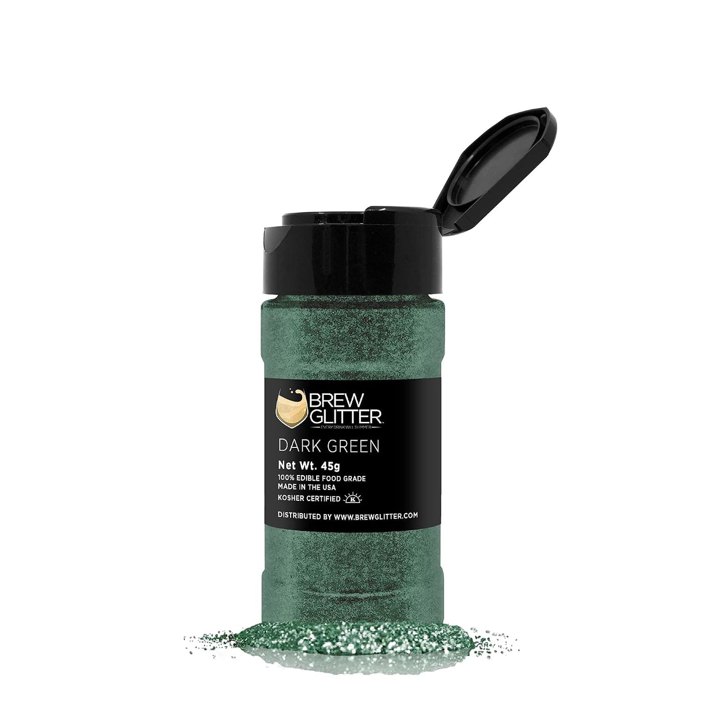 Dark Green BREW GLITTER Edible Glitter For Drinks, Cocktails, Beer, Garnish Glitter &amp; Beverages | KOSHER &amp; HALAL Certified | 100% Edible &amp; Food Grade | Vegan, Gluten, Nut Free (45g Shaker, Dark Green)