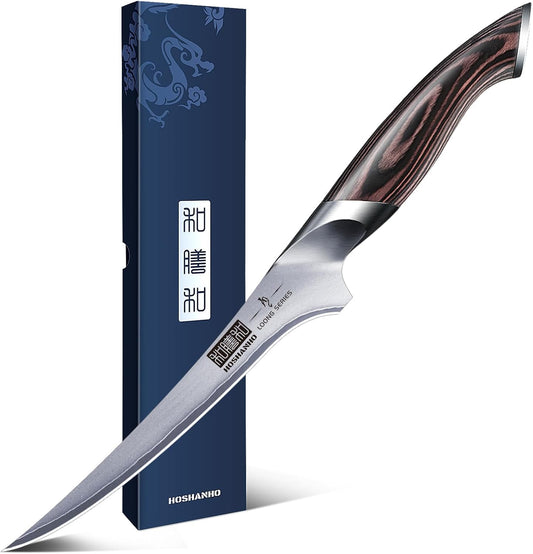Fillet Knife 7 Inch, Super Sharp Boning Knife in High Carbon Stainless Steel, Professional Japanese Fish Knives for Meat