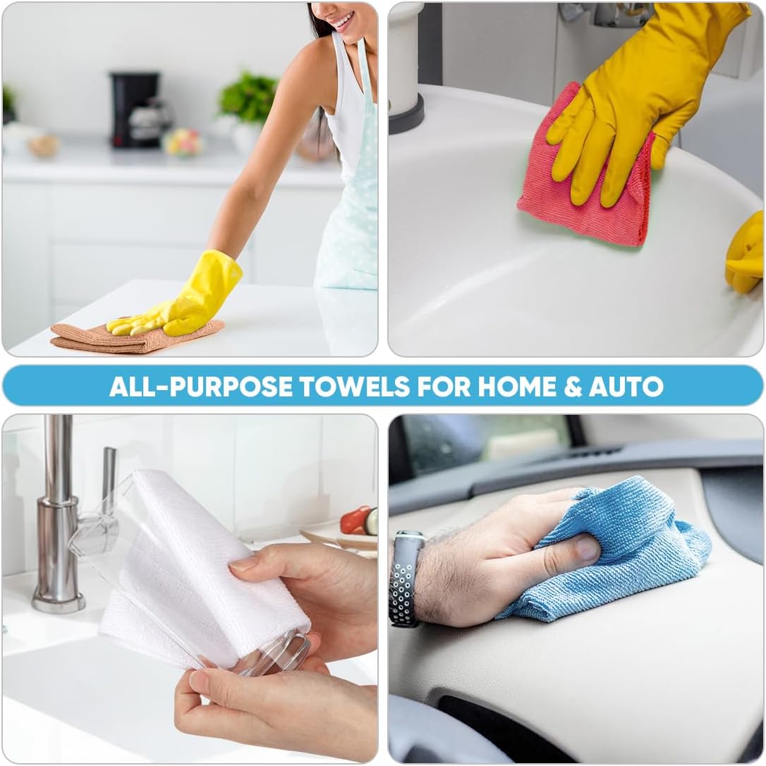 AIDEA Microfiber Cleaning Cloth-165 Sheets 3 Roll,Cleaning Rags 11×9" Brown